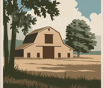 Affiche grange rétro
