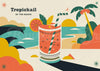 Affiche Tropicail boisson exotique style rétro années 70