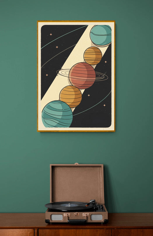 Affiche vintage planète stylisée