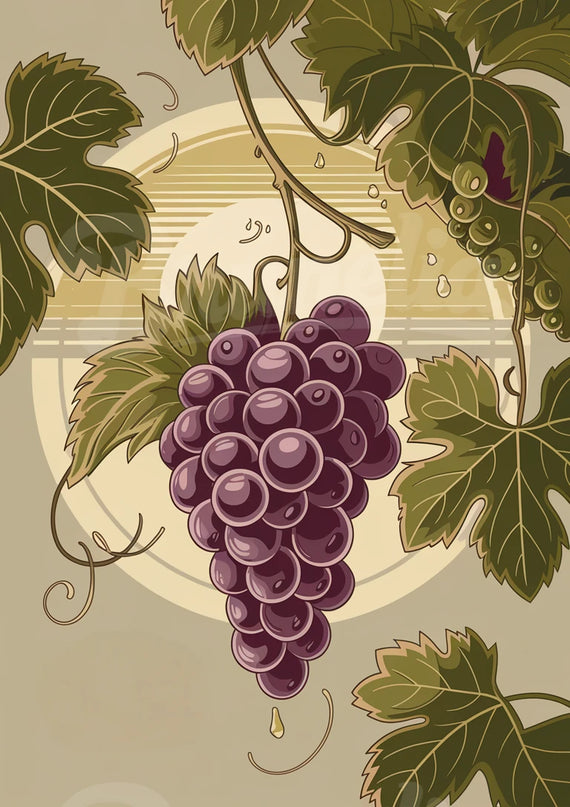Affiche vintage grappes de raisin rétro
