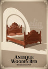 Affiche lit ancien en bois ouvragé style Art Déco