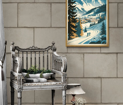 Affiche sentier alpin rétro