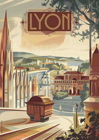 Affiche rétro – Vue panoramique de Lyon depuis Fourvière