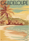 Affiche Guadeloupe paysage tropical palmier plage