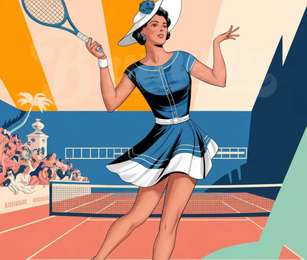Affiche vintage joueuse de tennis