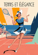 Affiche joueuse de tennis élégante années 1930
