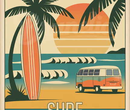 affiche vintage surf