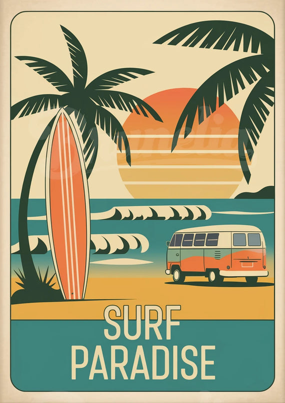 affiche vintage surf
