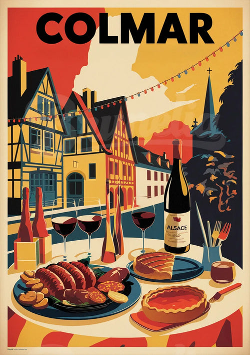 Affiche rétro – Dîner gastronomique à Colmar en Alsace