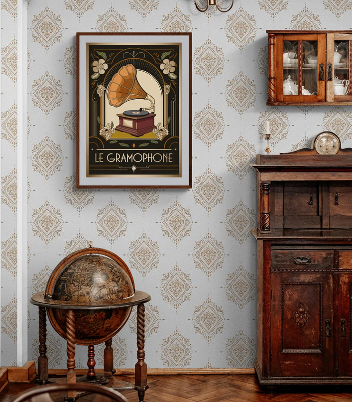 Affiche gramophone rétro