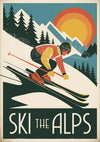 Affiche de ski en montagne style Art déco années 1930