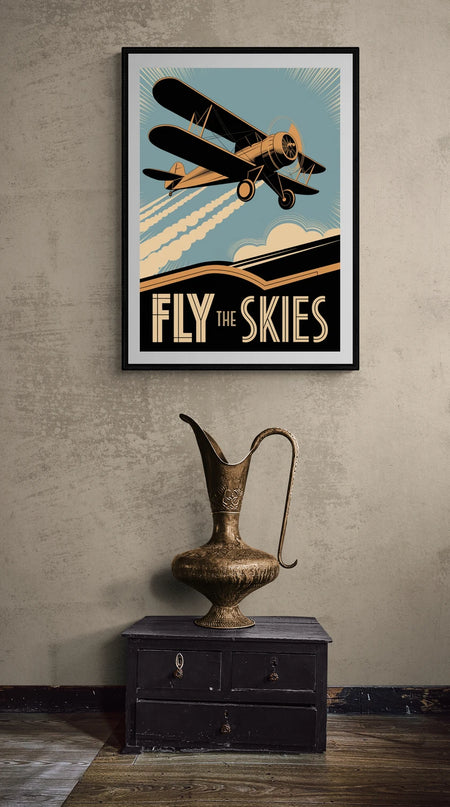 affiche pilotage avion vintage
