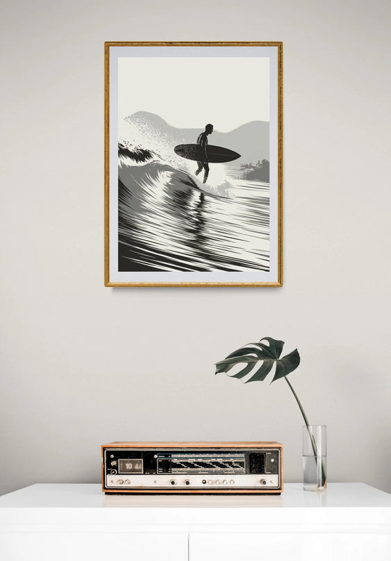 affiche surf vintage noir et blanc 2