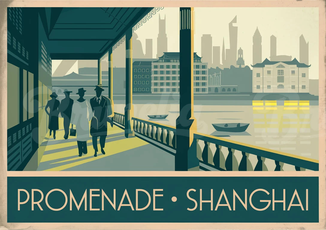 Affiche promenade vintage Shanghai