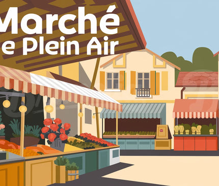 Affiche vintage marché de plein air