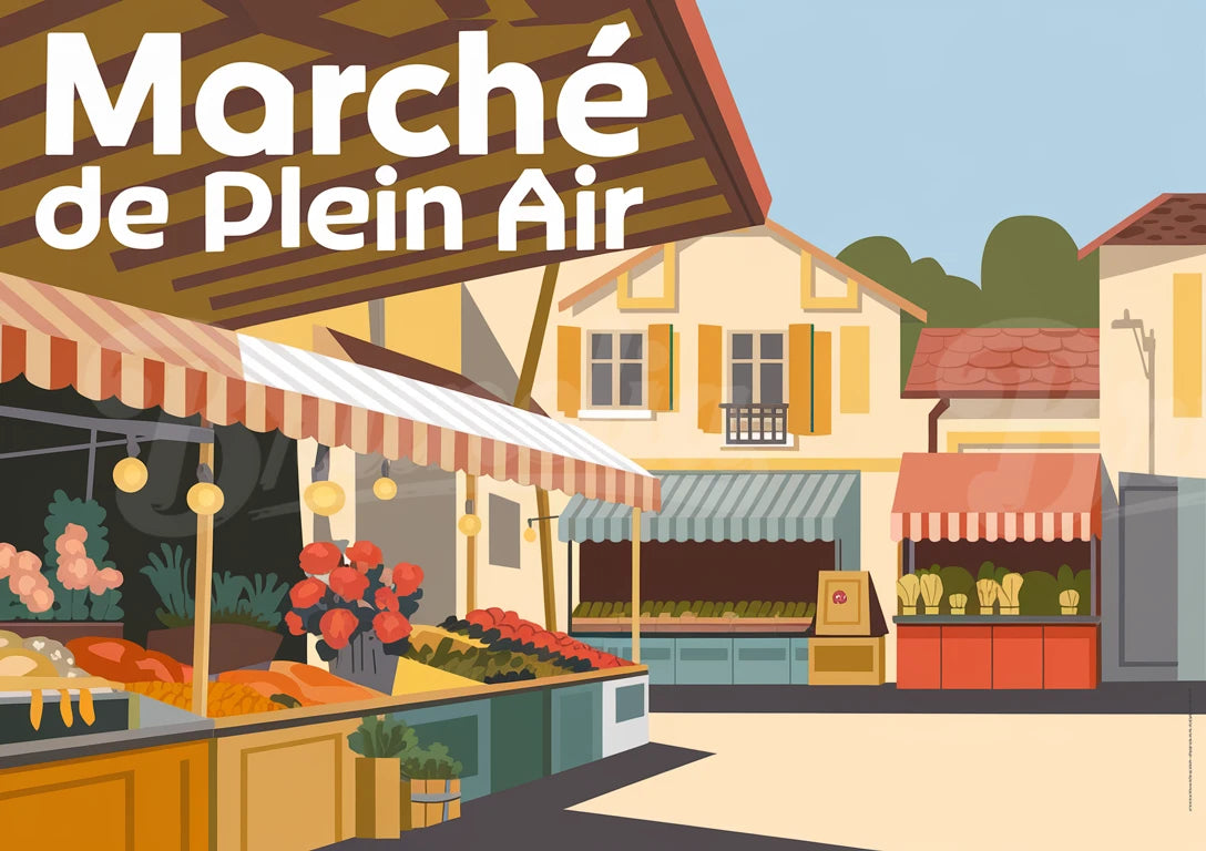 Affiche vintage marché de plein air