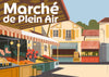 Affiche marché provençal avec étals de fruits et légumes