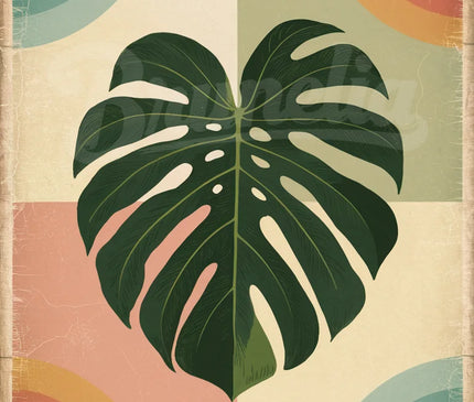 Affiche vintage feuille de monstera