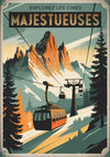 Affiche téléphérique montagne Majestic vintage