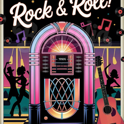 Affiche vintage jukebox et rock’n’roll