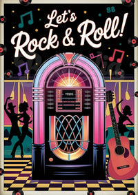 Affiche And Roll Jukebox années 1950 Rock