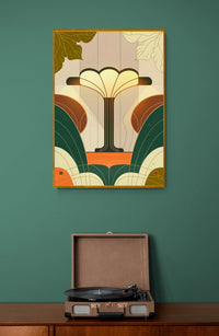 Affiche lampadaire art déco géométrique années 1930