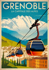 Affiche Grenoble téléphérique Alpes rétro