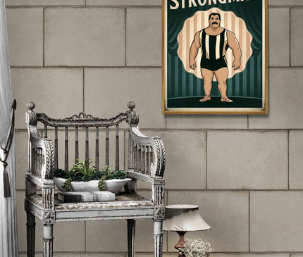 Affiche vintage homme fort de cirque