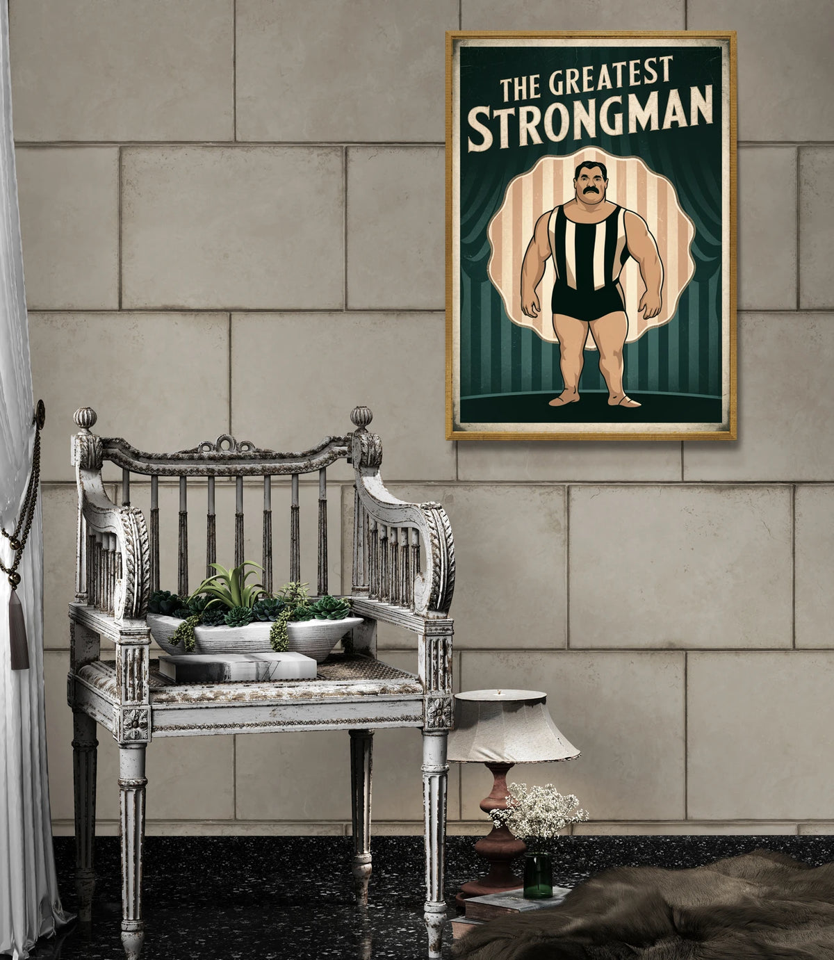 Affiche vintage homme fort de cirque