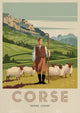 Affiche Berger moutons paysage montagneux Corse