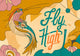 Affiche Fly High oiseau de paradis seventies fleurs
