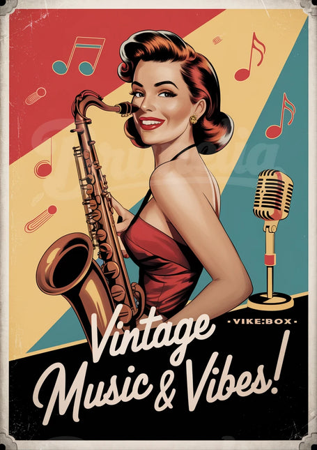 Affiche pin-up et musique vintage
