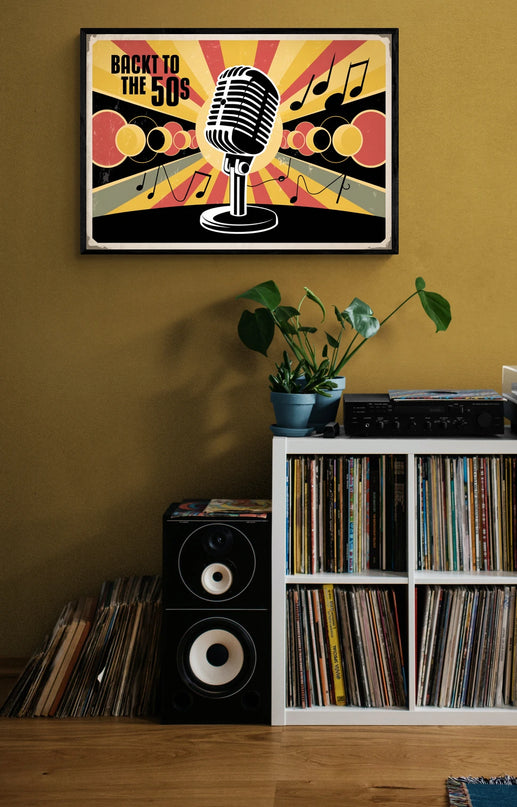 Affiche vintage microphone rétro