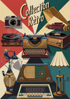 Affiche Collection Retro Machines à Écrire et Vinyles