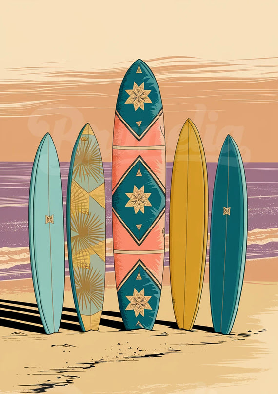 Affiche vintage surfboard collection