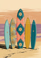 Affiche planches de surf décorées plage rétro