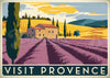 Affiche Champs de lavande en Provence style rétro
