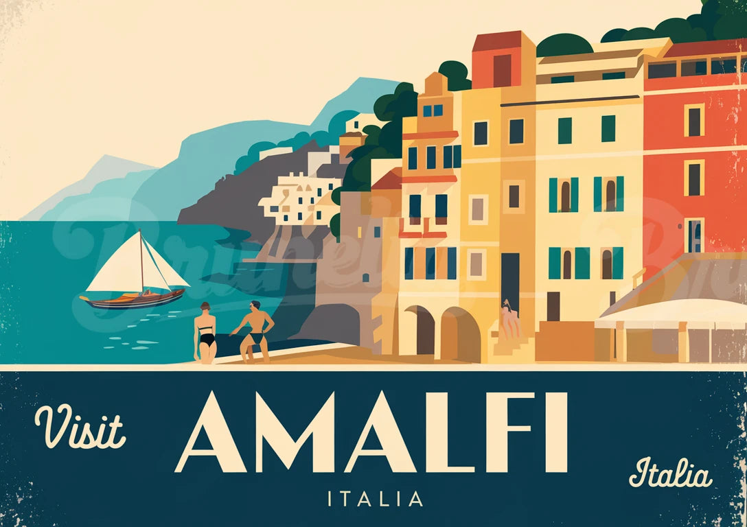 Affiche vintage bord de mer italien