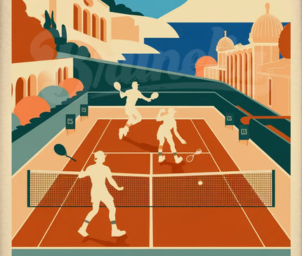 Affiche vintage compétition de tennis