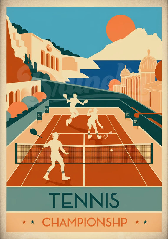 Affiche vintage compétition de tennis