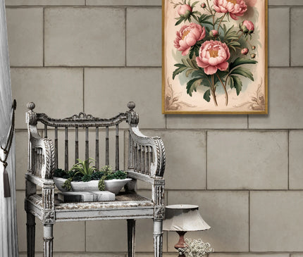 Affiche vintage pivoine
