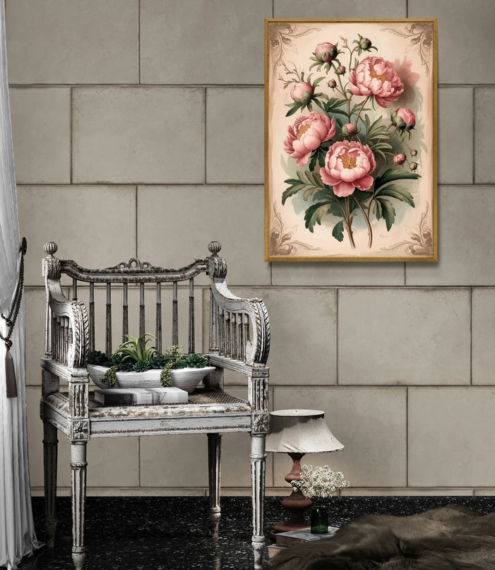 Affiche vintage pivoine