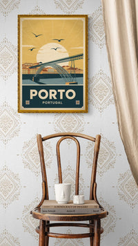 Affiche Porto pont Dom Luis style Art déco