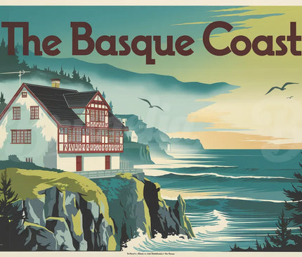 Affiche vintage océan Atlantique basque