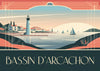 Affiche Bassin Arcachon phare voiliers Art déco coucher