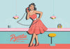 Affiche rétro femme téléphone années 1950