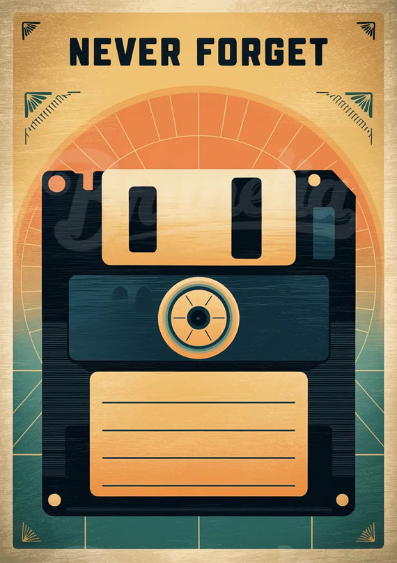 Affiche vintage disquette 3,5 pouces