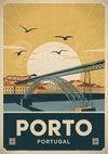 Affiche Porto pont Dom Luis style Art déco