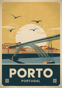 Affiche Porto pont Dom Luis style Art déco