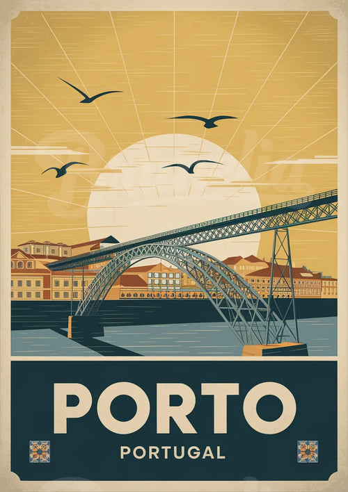 Affiche Porto pont Dom Luis style Art déco